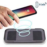 Wireless Charger AYOUYA 3-Coil Qi Fast Wireless Charging Pad 7.5W Fast Charging Mode for iPhone X 8 8 Plus and All Qi-Enabled Devices 10W fast charge for Samsung Galaxy S9 S9 Plus Note8 S8 S8 Plus S7