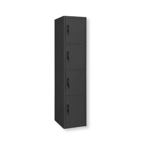 EKE Locker Metalico 185 X 38 X 45 Grande Almacenamiento Resistente Lockers Casilleros de Metal con Llave para Oficina Escuela Gimnasio o Casa (4 Puerta, Negro)