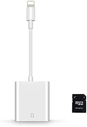 Upgraded SD Card Reader, Lightning Adapter for iPhone, Trail Game Camera Viewer for iPhone X/8 Plus/8/7 Plus/7/6s Plus/6s/6 Plus/6/5 iPad Mini/Air Support iOS 11.2.6 and Before, No App Required