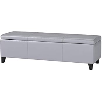 Christopher Knight Home Living Skyler Grey Leather Storage Ottoman Bench