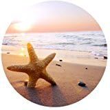 Generic Personalized Sunset Scene View Sea Beach and Starfish for Round Mouse Pad