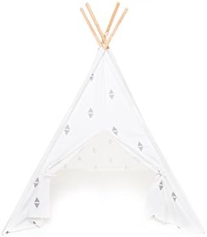 FROM THE AVENUE Play Teepee for Kids – 100% Cotton Canvas and Bamboo Poles Portable Indoor Tent for Children – Great for Boy and Girls (Double Triangle)
