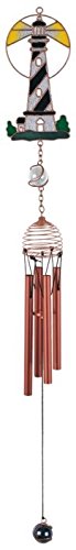 StealStreet Wind Chime Copper & Gem Lighthouse Garden Decoration Hanging Decor