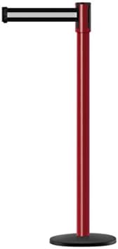 Tensabarrier - 890B-33-40-40-MAX-NO-S3X-C - burgundy post, 2" wide, 13' length Stripe Black & White belt