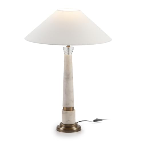 LAMPARA SOBREMESA SIN PANTALLA 15X15X57 METACRILATO/MARMOL BLANCO/METAL DORADO