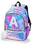 Justice Girls Initial Galaxy Backpack Rainbow Color (Letter C)