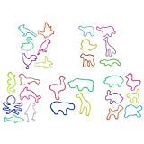 60 Shaped Original Rubber Bandz Lot - (5 Packs of 12 Bands) Glow Ocean, Birds, Zoo, Farm & Wild Animals