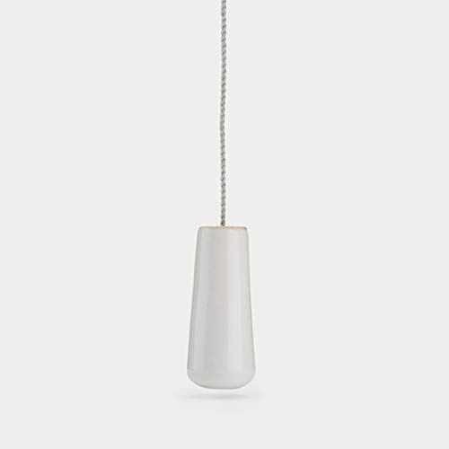 Pushka Home Light White Ceramic Pull Cord | Roman Blind Pull | Curtain Pull | Light Pull for Bathroom or Kitchen | 1 metre Cord Included.