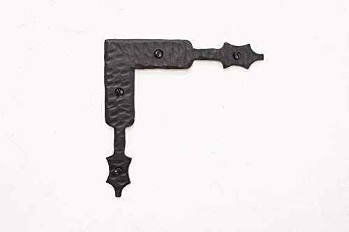 5.5" Spear L Corner Bracket Brace For Barns Doors or Furniture Rustic Hammered Iron Black Finish Hand Crafted Borderland Rustic Hardware