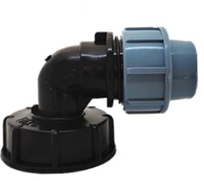 TOP-VIGOR IBC Tank Adapter s60x6 Thread Connector for Mdpe Water Pipe Fitting Elbow Outlet 25mm