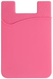 Credit Card Holder for iPhone Cell Phone Adhesive Stick on Silicone Wallet Universal Size with RFID blocker COOL COLORS by Sticky Smart Wallet (Pink Lemonade)