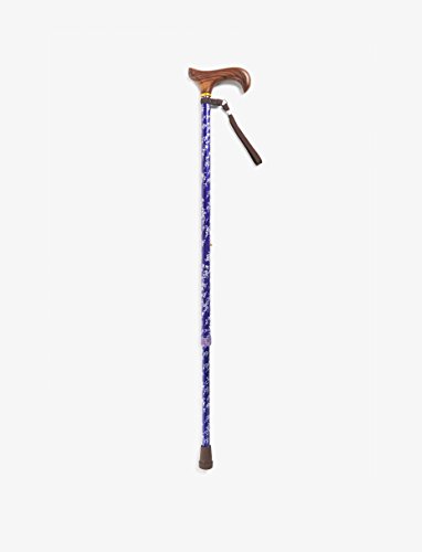 Derby Handle Cane by RMS | Walking Cane with Comfort Grip Handle | Adjustable Height, Lightweight Walking Stick Mobility Aid (White Bouquet)