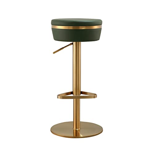 Tov Furniture Astro Round Upholstered Adjustable Stool (Malachite Green)