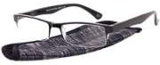 Foster Grant Eyesential Perry Women's Black Half-Frame Reader with Case +2.00