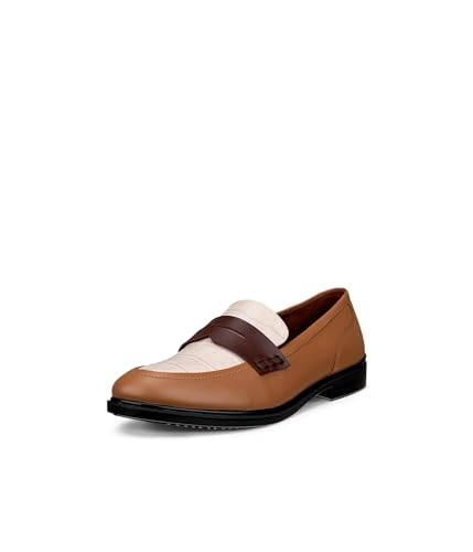 ECCO Women's Dress Classic 15 Penny Loafer, Cashmere/Limestone/Chocolat, 8-8.5