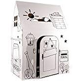 Easy Playhouse Clubhouse - Kids Art and Craft for Indoor and Outdoor Fun, Color, Draw, Doodle on this Blank Canvas – Decorate and Personalize a Cardboard Fort, 34" X 27" X 48" - Made in USA, Age 3+