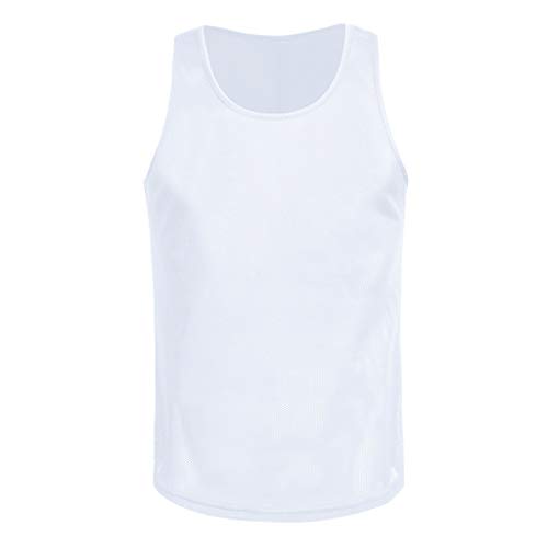 Sleeveless A-Shirts Men's Racerback Tank Tops Undershirts Gym Workout Thin Breathable Training Y-Back Musle Shirt (White, M)