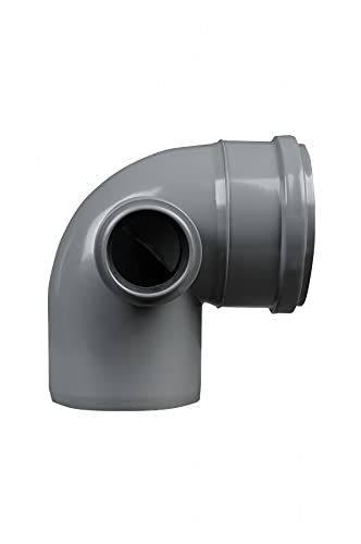 110mm Soil Pipe Elbow Bend 90° Socket, 50 mm Left Side Inlet, Waste Grey Spigot PVC Fitting