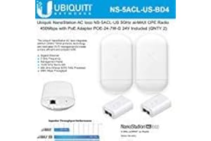UBNT NETWORKS NanoStation AC loco NS-5ACL-US Loco5ac 5GHz 802.11ac airMAX CPE Radio 450Mbps Wireless Access Point (2-Pack) with PoE POE-24-7W-G Included (2-Pack)