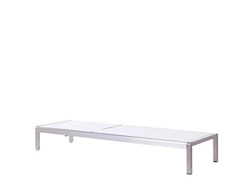 Beliani Moderne Gartenliege verstellbare Rückenlehne Textilbespannung/Aluminium weiß Fossato – Bild 6