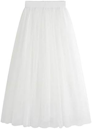 Tulle Skirt for Women, Swing Tutu Skirts Pleated Long Maxi Skirts Petticoat High Elastic Waist A-Line Skirts