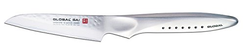 SAI 3 1/2 Inch Paring Straight Knife - Lightweight Japanese Stainless Steel, Razor Sharp Edge, Hand Hammered Blade, Thumb Rest, Made in Japan, SAI-S03R