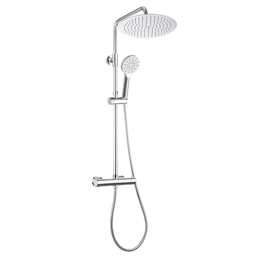 Görbach Regendusche Duschsystem mit Duschstange verstellbare, 30 cm Chrom