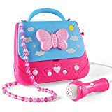Image of Car Guardiance Kids Karaoke Machine, Girls Karaoke Machine Toys Music Player with Microphone and Lights, Battery Operated Portable Singing Machine with Adorable Sing-Along Boom Box for Girls