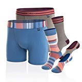 Related Garments Men's Matching Underwear and Sock Set, 6 Piece (2 Pack), Boxer Briefs, No Show and Mid Calf Crew Casual Dress Socks, Colorful Modern Trendy Gift