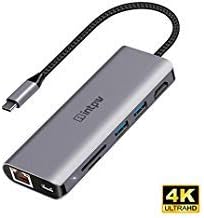 INTPW USB C Laptop Docking Station, Dual Monitor Dongle for MacBook Pro and Windows Type C System with USB 3.0 and Power Delivery, 2 HDMI, DP, 6 USB Ports, Ethernet, USB-C Gen 2