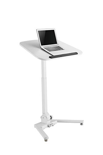 TechOrbits Mobile Standing Desk, Laptop and Computer Stand Height Adjustable Lectern, Folding Computer Table Pneumatic Sit Stand Rolling Stand Up Cart Workstation