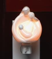 Festive "Parents with Small Child" White Porcelain Plug-in Night Light