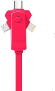 3-in-1 Lightning, USB-C, and Micro USB Charging Cable (Pink) by SwivelCord