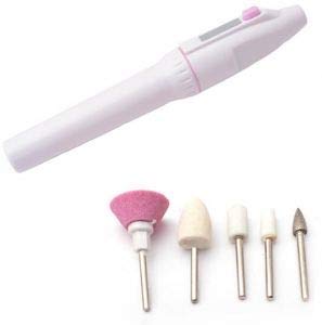 STEPPING 7 in 1 Art Tip Plastic Electric Manicure Toe Nail Drill Grooming Tool Kit (White)