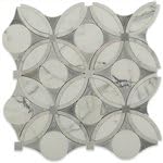 Soho Mosaic Jet Bloom Carrera Statuario &amp; light Bardiglio - 12" x 12"