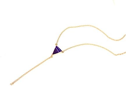 SONIA HOU Unicorn Y Necklace Agate Gemstone Electroplated In 24K Gold, Pleasing Purple - Birthday Wedding Anniversary Engagement Bridal Party Graduation Mothers day gifts for her