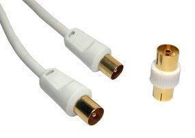 Consoletronic 10m Coax Cable ~ 24k Gold Plated ~ Male to Male (M-M) ~ FREE Female to Female (F-F) Coupler Included ~ White Colour ~ Antenna ~ TV ~ Satellite ~ Lead