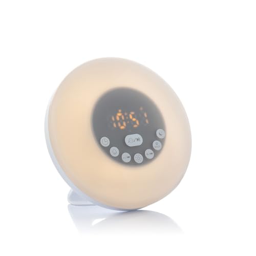 InnovaGoods Aufladbarer Sonnenaufgangswecker mit Lautsprecher Sunrilk, Weiß