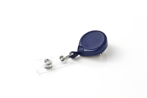 KEY-BAK 0035-005 MINI-BAK Retractable Badge Holder with 36" Nylon Cord, Safety Pin Back, Blue
