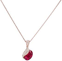 Yozone Ruby Necklaces, Rose Gold Chain Fashion Pendants with Cubic Zironia for Women or Girls Gift(Red)