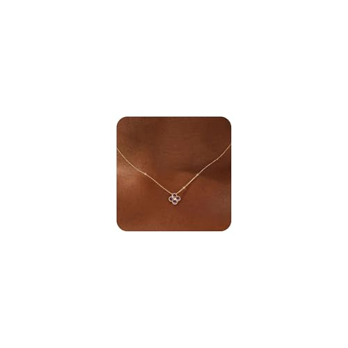 FUNEIA Necklace Women Gold Chain Birthstone Women 18k Adjustable Four Leaf Clover Emerald Diamond Gold Necklace Jewelry Gifts For Wife Mom Girlfriend Anniversary Valentine's Day Rega