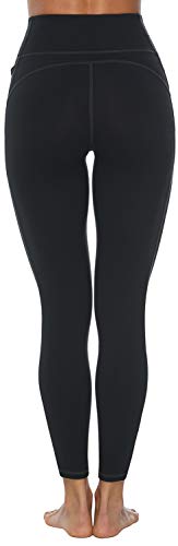 VOEONS Yoga Pants for Women High Waisted Tummy Control Spandex Exercise Running Athletic Leggings with Pockets Womens Workout Pants Black - Thumbnail 2