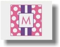 Paparte Note Cards (708 Pink and Purple Stripe Initial)