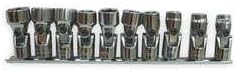 Westward 1EZR9 Universal Socket Set, Metric, 3/8 Dr, 10 PC by WestWard Tools