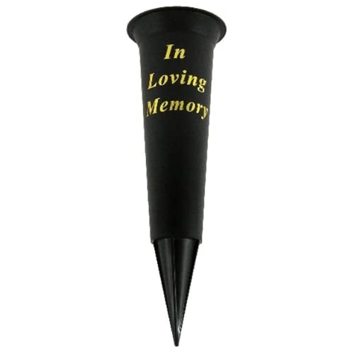 Silk Flower Warehouse Spiked Memorial Grave Flower Vases (Set of 2) - Graveside Mothers Day Cemetery Flower Holders Ornaments (Black) - Engraved with a Special Verse
