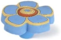 Siro 107-100 Popsicle Collection 44 mm. Blue44; Yellow &amp; Orange Rubber Flex Flower Knob