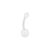 Body Candy White Bioplast Acrylic Ball Glow in the Dark Belly Ring