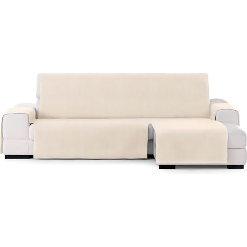 ECOMMERC3 | Funda Sofa Elastico para Chaise Longue Extra Derecha – Funda Sofa Chaiselong Beige con Gomas Ajustables Compatible con Sofas de Esquina Izquierda o Derecha