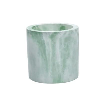 Concrete Kreation Concrete Olivia Round Planter | Handmade Concrete Planter | Indoor/Outdoor Planter | Decorative Planter | Home Decor | Garden Accessories (Green + White Marble Pattern)