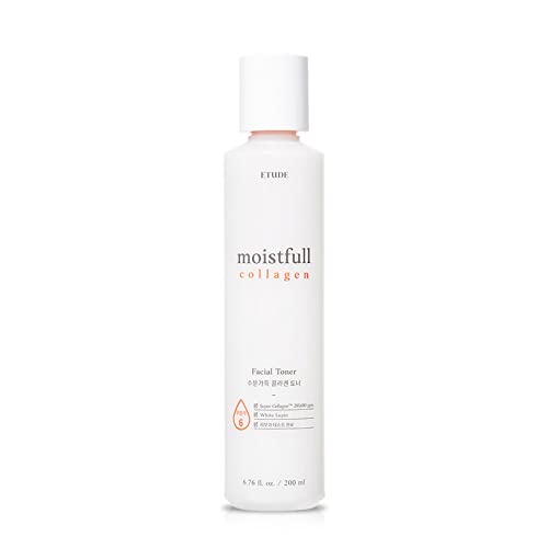 Etude Moistfull Collagen Toner, Toner for Face, Super Collagen Water, Lupinus Albus Protein, Instant Moisture Recharge, Oil-Moisture Balance, Korean Skin Care, Beauty (6.76 Fl Oz)